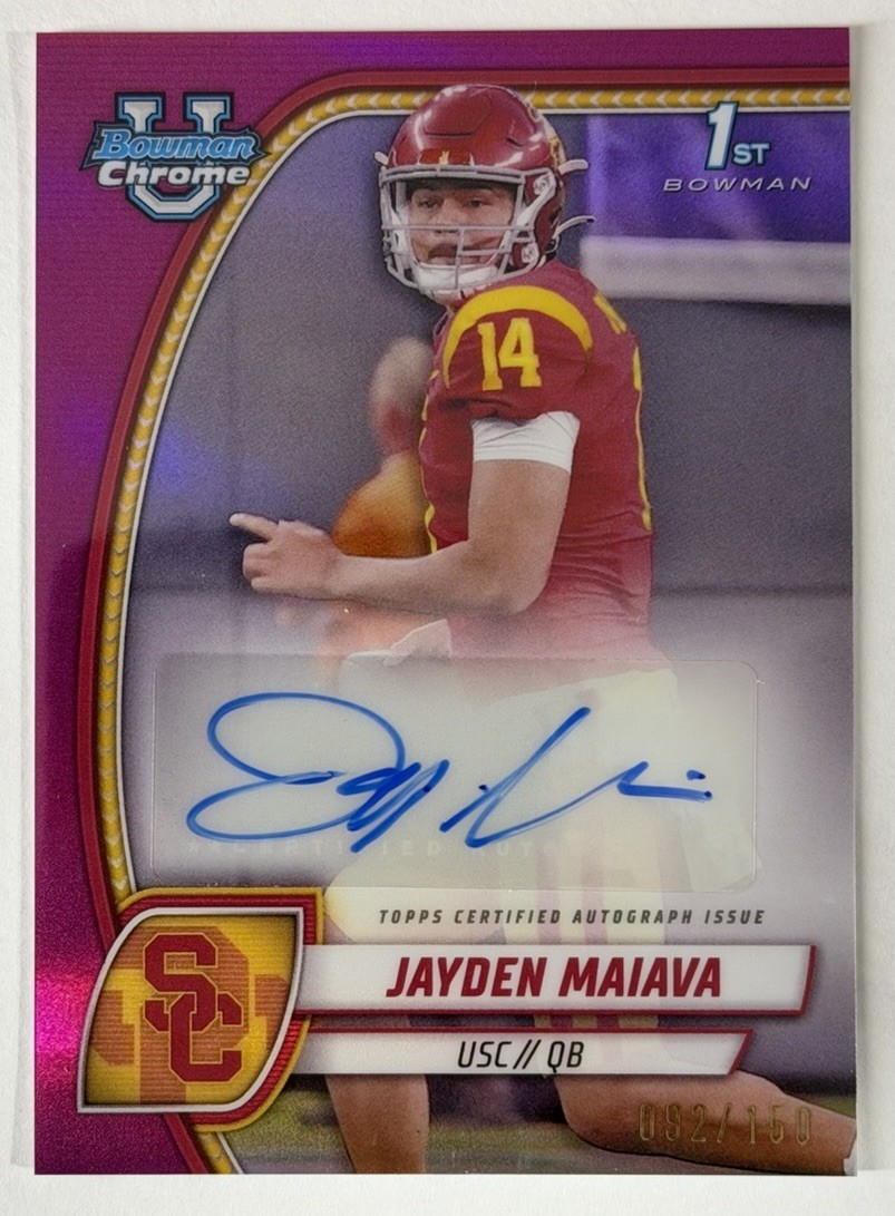 2024 Bowman University Chrome Jayden Maiava Fuchsia Auto #/150 Bowman 1st