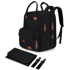 Qualyphant Extra Large Diaper Bag Backpack for Two Kids Twins - Large, Black