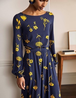 Boden - Evelyn Jersey Midi Dress  - Kleid Jersey Muster Stretch- NEU UK 10 EU 38