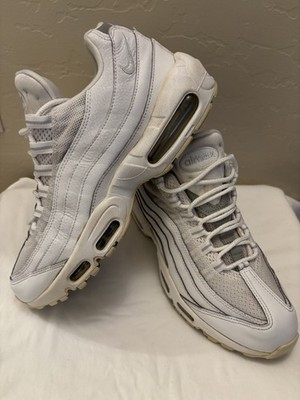 Nike Air Max 95 Essential White Silver Men's Size 9.5 Shoes Sneakers AT9865-100