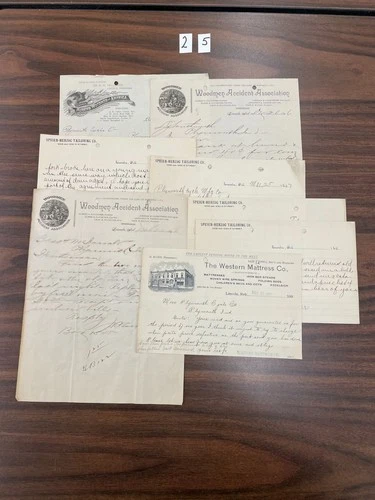 Bicycle related company letters from   Nebraska to Plymouth, Ind 8 pcs  L25