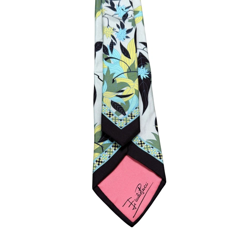 Corbata de diseñador Emilio Pucci 100 % seda para hombre hecha en Italia audaz estampado floral Foto 4 de 4