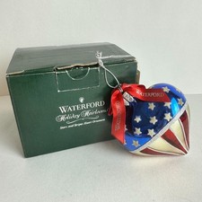 Waterford Blown Glass Stars and Stripes Heart Ornament