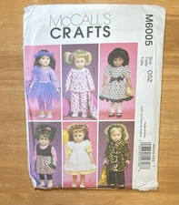 McCalls M6005, Uncut 18" Doll Clothes Pattern Dress Pj's Coat Tutu Pants etc