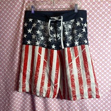 Men's American Flag Swim Trunks Board Shorts Size Large USA Patriotic
