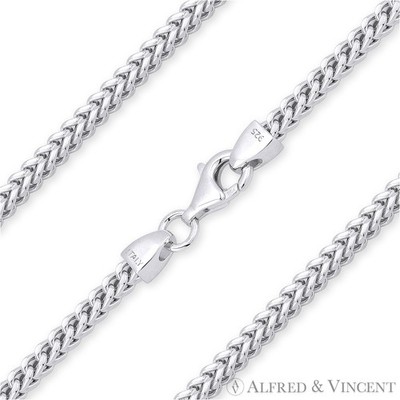 2,8 mm Franco leichte italienische Kette Halskette in 925 Sterling Silber mit Rhodium