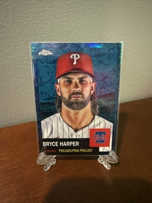 2022 Topps Chrome Platinum Bryce Harper Blue Toile Refractor #d 178/199 Phillies