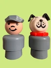Vintage Fisher-Price Little People Rare Whoops Gray Lucky Dog and Mailman