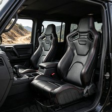 1pair Reclinable Bucket Seats Black Racing Seats Sport Pvc Leather W2 Sliders