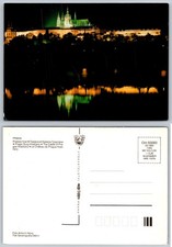 Continental Prague Castle Night View Postcard