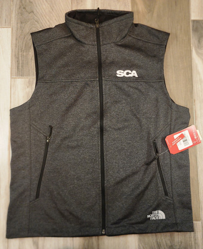 The North Face Ridgewall Men Large Soft Shell Vest GRAY Windwall NWT Embroidered