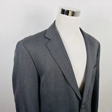 Joseph  Feiss 44R Sport Coat Gray Herringbone Two Button Vented Poly Rayon