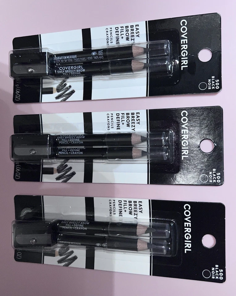 CoverGirl #500 Black Noir Brow Pencil Crayons 3 Packs NEW - Image 4 of 4