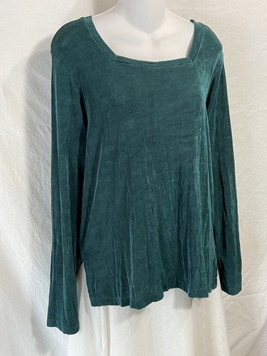 Citiknits Shirt Size Large Teal Green Travelers Knit Pullover Top Acetate L - Picture 5 of 5