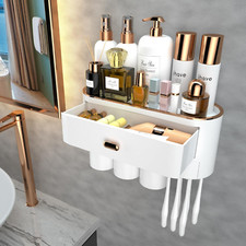 Toothbrush Holders for Bathrooms, 3 Cups Toothbrush Holder Wall Mounted with Lar