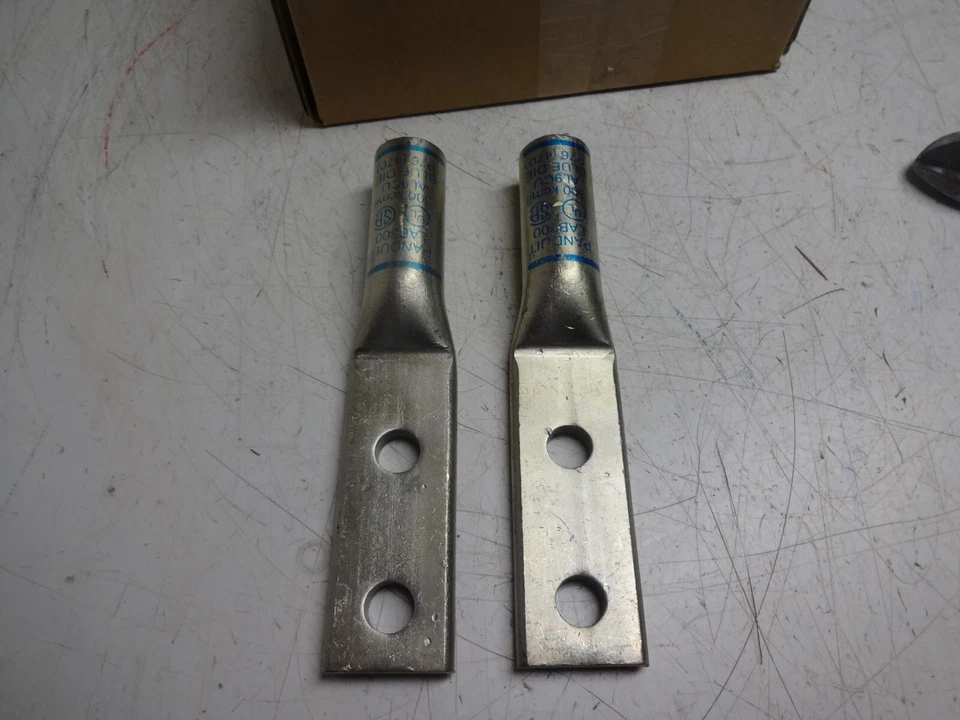 New Lot of 2 PANDUIT LAB300-12-2 Aluminum Lug Two Hole Tongue for AL9CU Wire - Image 4 of 4