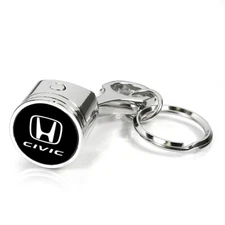 Honda Civic Chrome Finish Engine Piston and Rod Metal Key Chain