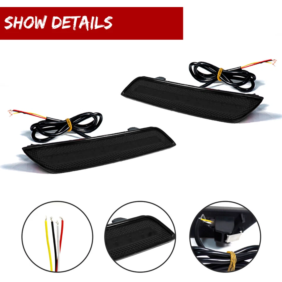 Reflectores de parachoques trasero LED de freno trasero con lente negra para Honda Civic 2013-2015 sedán Foto 4 de 4