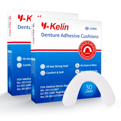 Pack de 2 coussin adhésif pour prothèses dentaires Y-Kelin coussin inférieur de 30 coussinets - Photo 1 sur 6