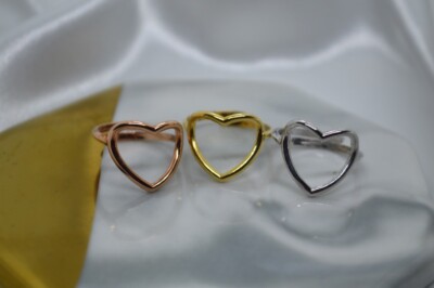 Adjustable 925 Silver Large Wire Heart Ring