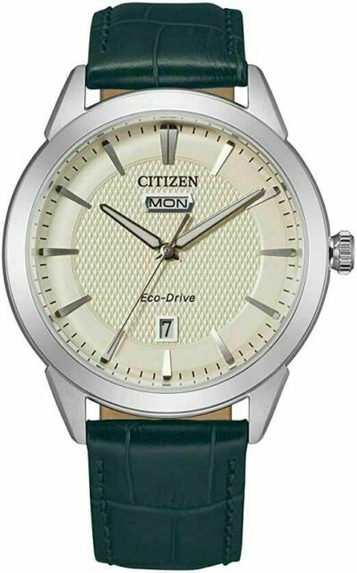 Citizen Corso Eco-drive Ivory Dial Leather Band Men's Watch Aw0090 