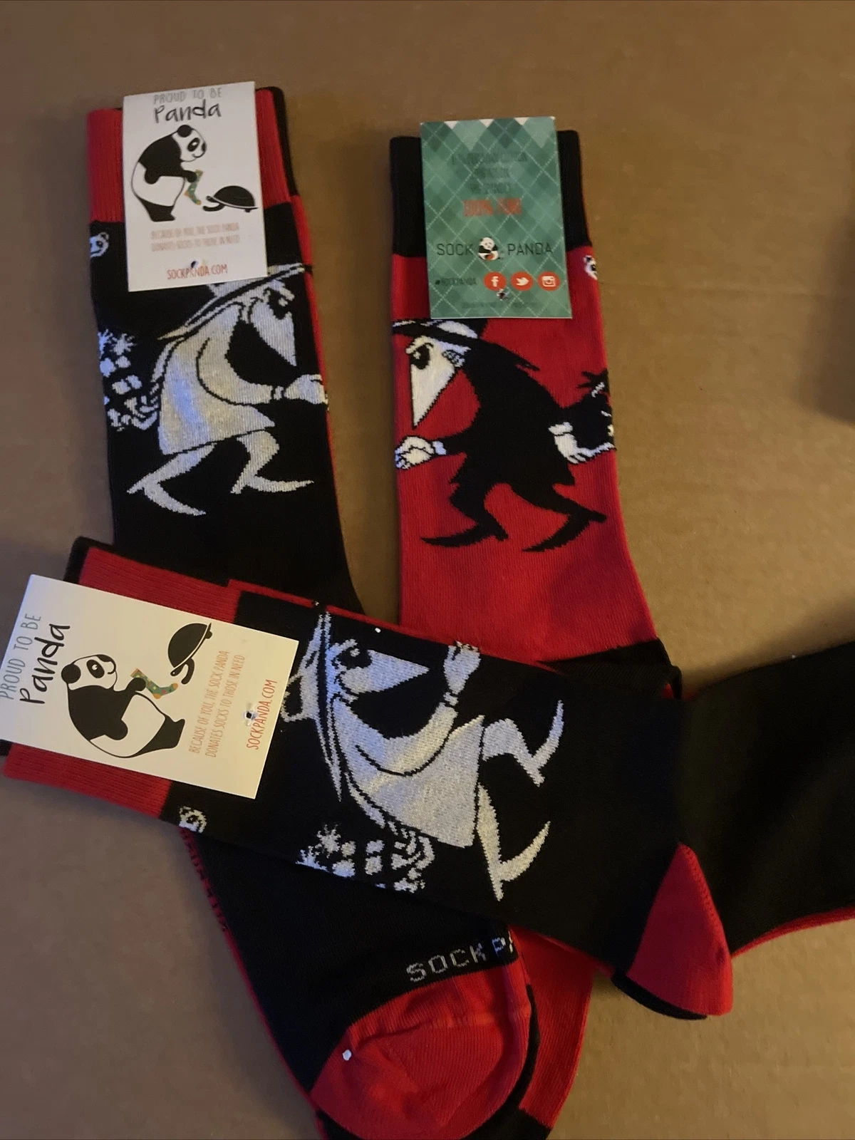 Spy vs Spy panda socks NEW 85% Peruvian Cotton shipping included