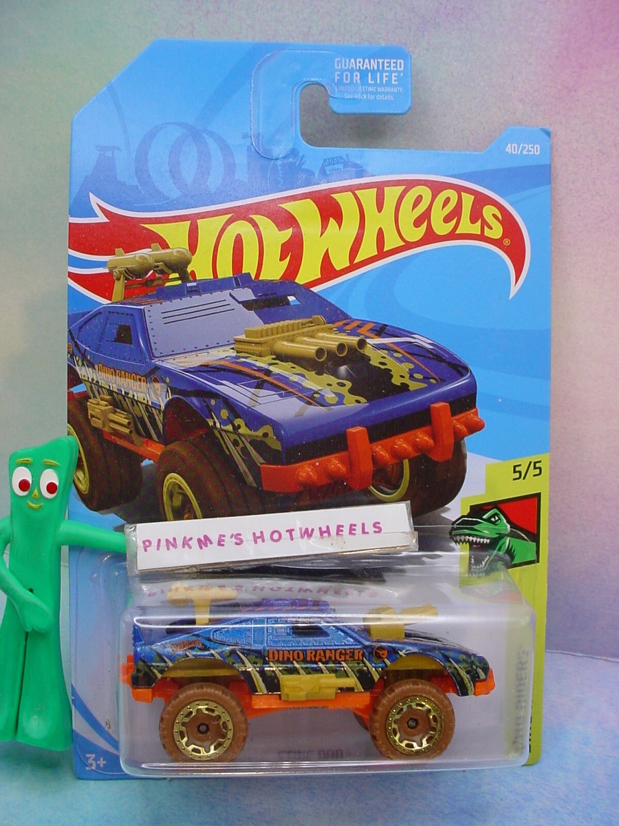 2019 Hot Wheels Treasure Hunt STING ROD #40✰blue/orange 🦖DINO RIDERS🦖 z1