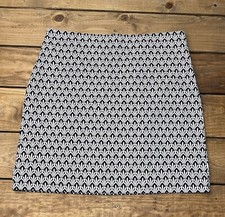 Talbots Navy Blue White Gatsby Art Deco Straight Skirt Size 14 Business Preppy