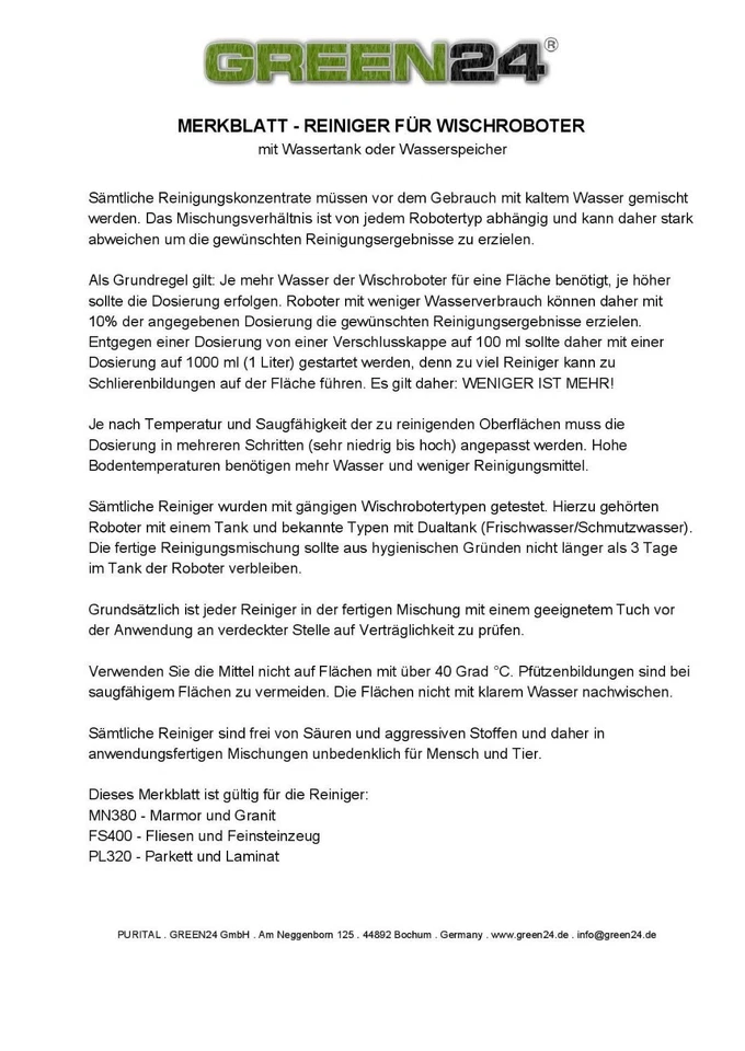 MN380 Marmor + Granit Glanz Reiniger für Wischroboter, Nasswisch-Roboter - Bild 3 von 3