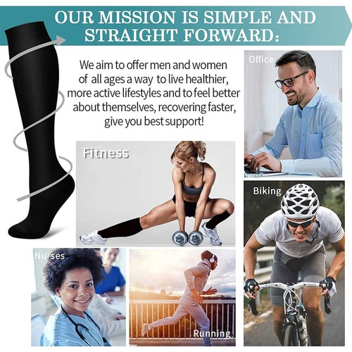 15-20mmhg Knee High Stockings Compression Leg Socks Support Socks Pain Relief - 第 8/14 張圖片