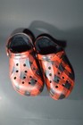 Red And Black Checkered Crocs W Size 8 M Size 6 Lined With Black Faux FURR