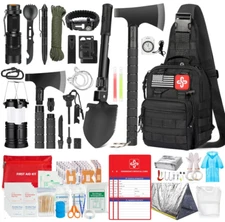 Survival Kit 262Pcs – Gear, First Aid, Tent, Axe, Shovel, Bug Out Bag for All