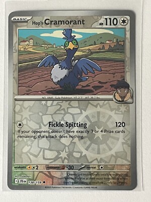 Hop's Cramorant 138/159 Pokemon 2025 Journey Together Reverse Holo