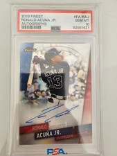 Ronald Acuna Jr On Card Auto PSA GEM MT 10 Topps Finest 2019  #FA-RAJ