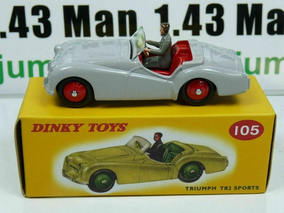 DT50 Voiture réédition DINKY TOYS atlas : 105 TRIUMPH TR2 sports grise UK - Photo 2/4