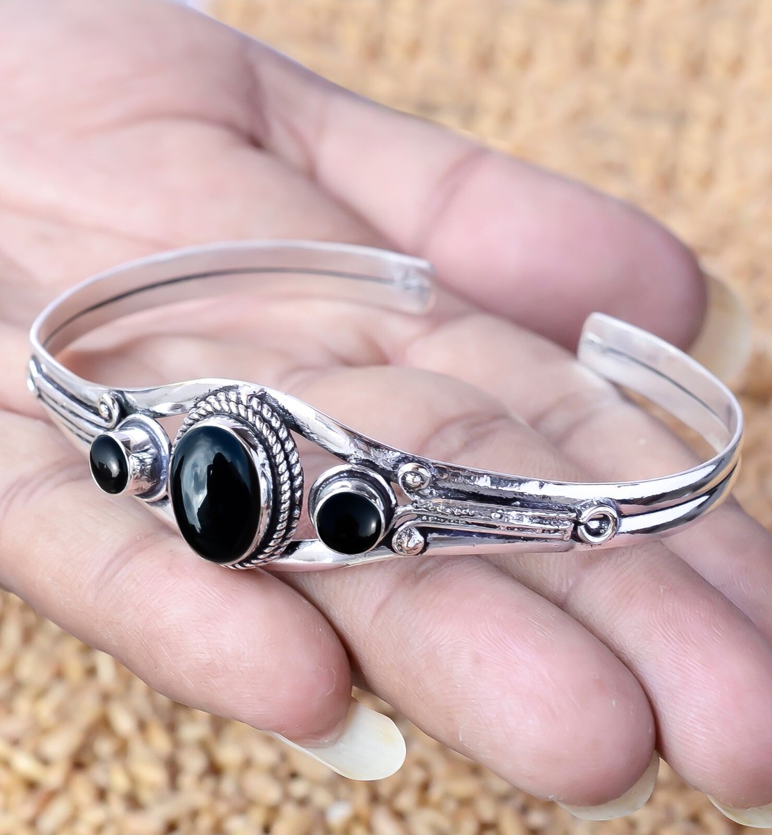 アクセサリー silver 925 ONYX vintage bracelet Vintage 925 Sterling Silver w/ Marcasite & Onyx Rectangle