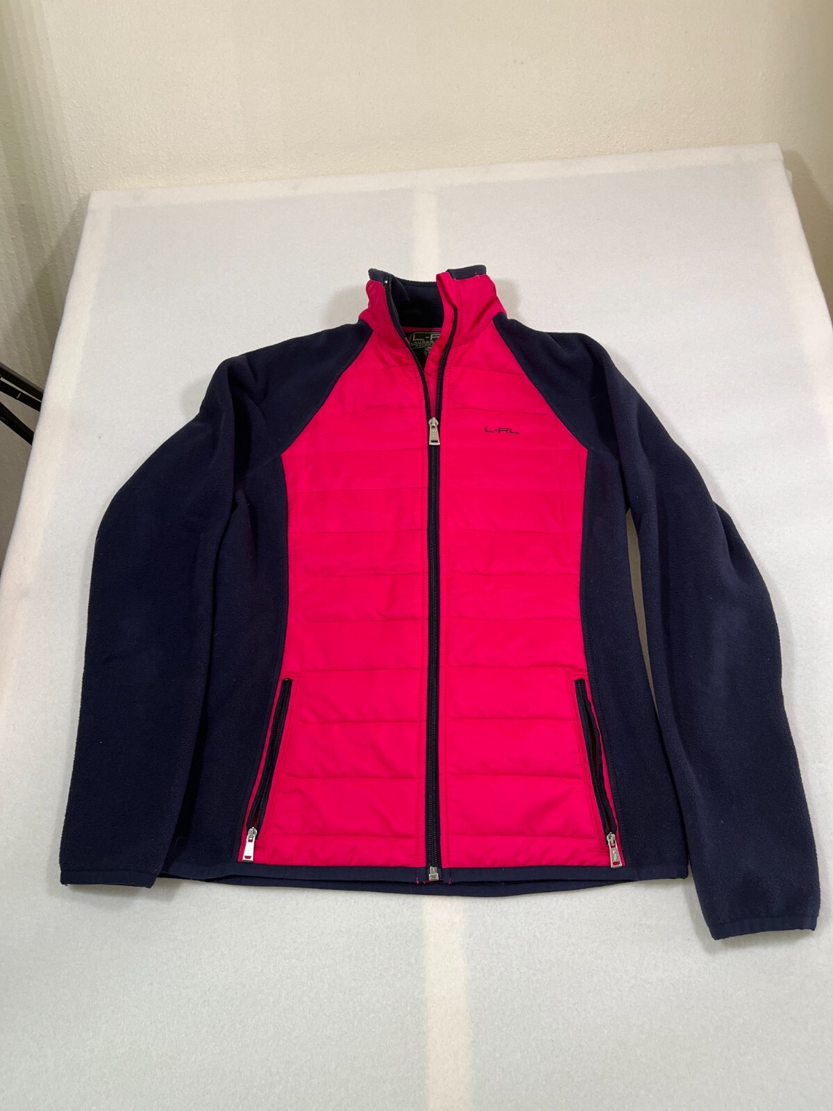 PONY Ralph Lauren Giacca Donna Attiva Piccola Cerniera Intera Manica Lunga Rosa Nero