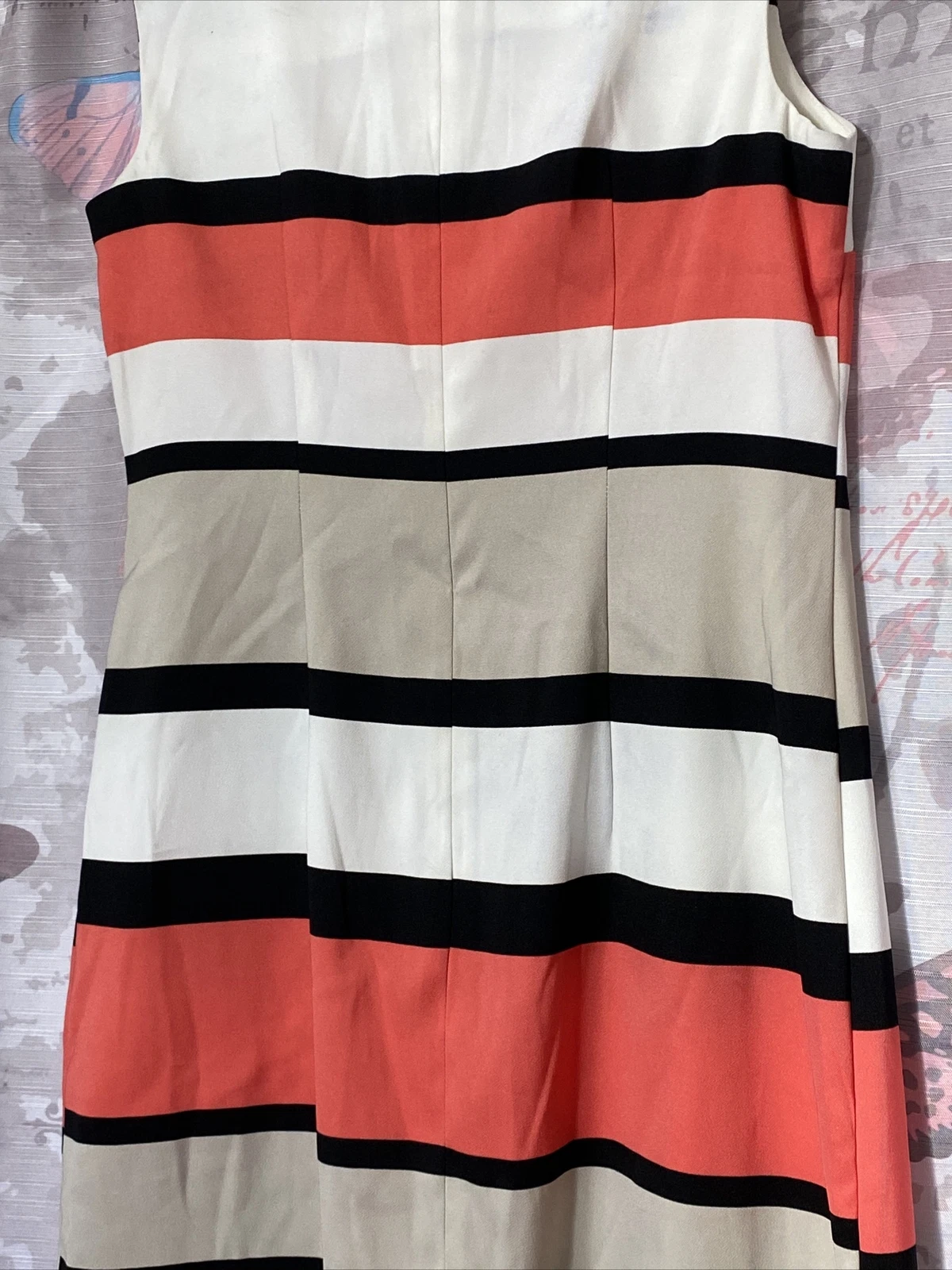 Abito da donna bianco a righe Alyx foderato in guaina taglia 6 poliestere lunghezza ginocchio