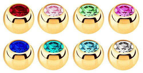 Set 2 Piercing Gioielli Vite Palle Placcato Oro IN 1,6x5mm con Zirconia Crystal - Foto 3 di 36