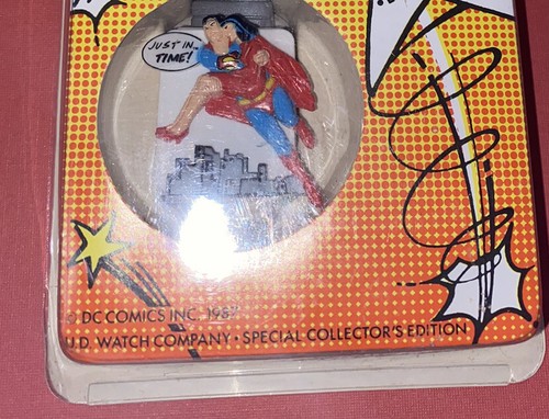 Vintage 1987 DC Comics Superman Pop-Up Quartz Watch Original Box Just In Time - Picture 6 of 9