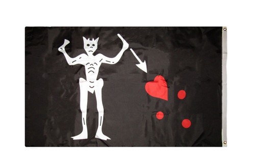 2X3 Blackbeard Pirate Double Sided SUPER POLYESTER Flag Grommets - Picture 3 of 4