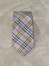 Burberry London x Drake's Purplish Gray Hand Made Nova Check Silk Tie