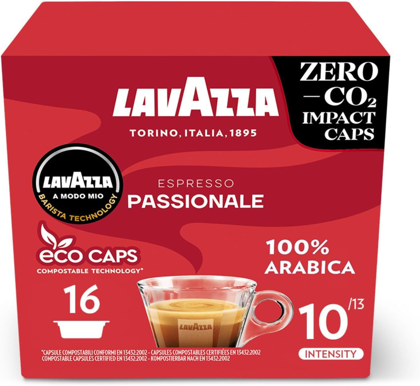A Modo Mio Espresso Passionale, 96 Coffee Capsules, with Aromatic Notes of Cara