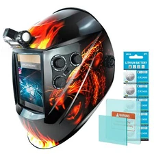 TRQWH Auto Darkening Welding Helmet, Large View True Color with LED Light