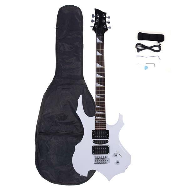 High quality Flame electric guitar (white)+bag+strap+paddle+crank+ High quality Flame electric guitar (white)+bag+strap+paddle+crank+