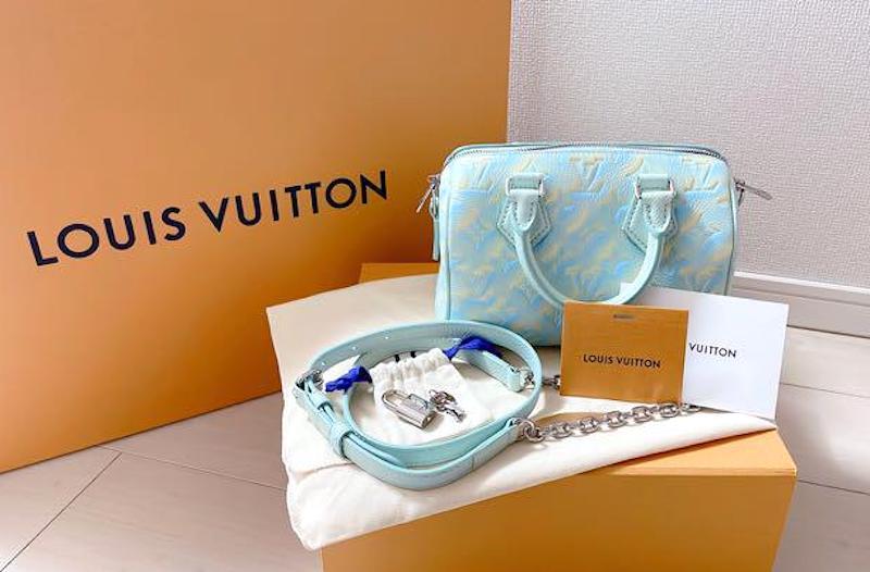 Louis Vuitton Speedy 20 Bag Crossbody M46092 Hand Purse Blue Louis Vuitton Speedy 20 Bag Crossbody M46092 Hand Purse Blue