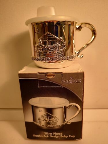Baby sippy cup silver plated Noah's Ark vtg never used excellent condition - Picture 1 of 1