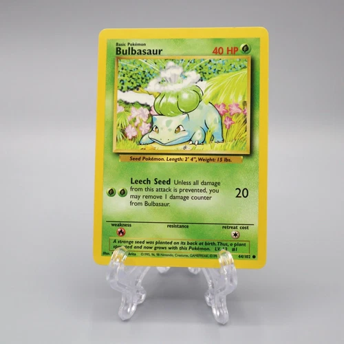 Bulbasaur 44/102 Base Set Regular Unlimited Common 1999 WoTC Pokémon TCG NM
