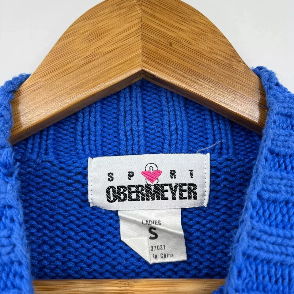 Suéter Deportivo Obermeyer Para Mujer S Azul Grueso Tejido Invierno Estampado Cuello Simulado De Colección Foto 4 de 4
