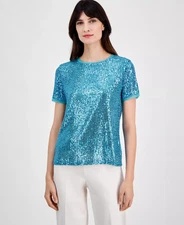 Anne Klein Women's Top Sz M Sequined T-Shirt